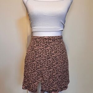 American Eagle Outfitters Floral Black and Pink Mini Skirt